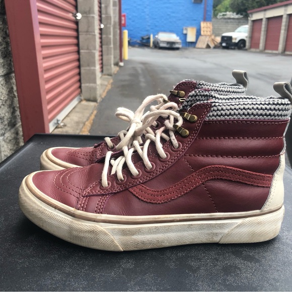 vans 721454 Unisex’s Brown White Leather high top Sneakers Size M4.5,W6 - Picture 4 of 13